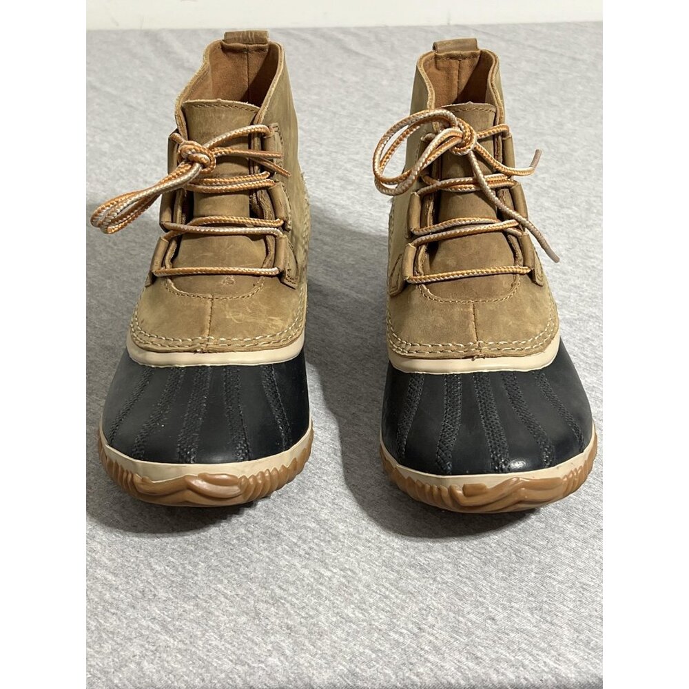 Sorel Out N About Leather Boots Womens Size 9 Brown Black Waterproof Duck Ankle - Picture 4 of 13